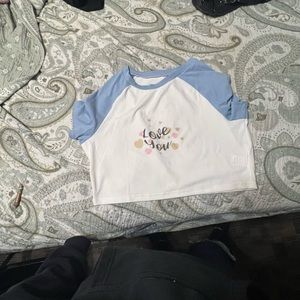 BLUE AND WHITE SHIRT, CROPPED, 1 XL